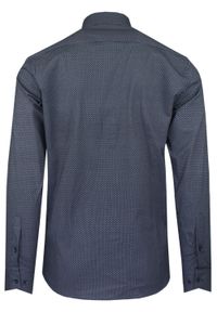 Koszula Wizytowa z Prostym Krojem - Victorio - Granatowa w Drobny Wzór. Okazja: na co dzień. Kolor: niebieski. Materiał: elastan, bawełna. Długość rękawa: długi rękaw. Długość: długie. Styl: wizytowy #3