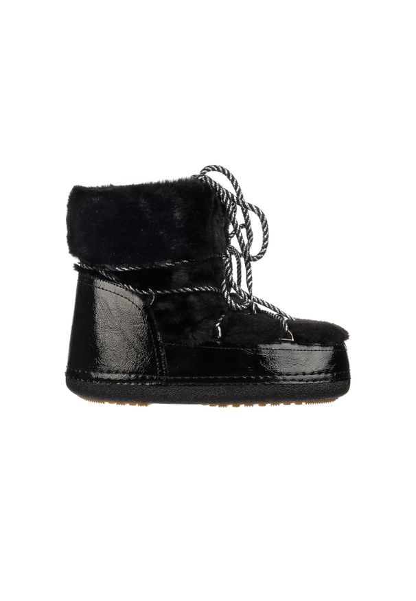 Śniegowce Bayla-194 Moonia Black 194009, Czarny, Futro sztuczne - 37. Zapięcie: bez zapięcia. Kolor: czarny. Materiał: tworzywo sztuczne. Szerokość cholewki: normalna. Wzór: aplikacja. Obcas: na obcasie. Wysokość obcasa: średni