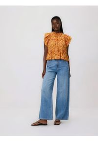 Reserved - Bluzka z wiskozą - pomarańczowy. Kolor: pomarańczowy. Materiał: wiskoza. Styl: klasyczny