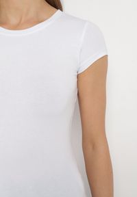 Born2be - Biały T-shirt z Krótkim Rękawem i Okrągłym Dekoltem Liralei. Kolor: biały. Materiał: jeans. Długość rękawa: krótki rękaw. Długość: krótkie #3