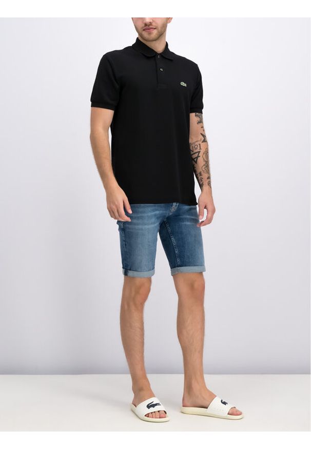 Lacoste Polo L1212 Czarny Classic Fit. Typ kołnierza: polo. Kolor: czarny. Materiał: bawełna