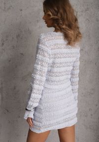 Renee - Niebieski Komplet z Koronki Bluzka Longsleeve i Dopasowane Spódnico-Szorty Daera. Kolor: niebieski. Materiał: koronka. Wzór: koronka #6