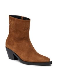 Pinko - PINKO Botki Mozart Texano Al 23-24 BLKS1 102025 A0N8 Brązowy. Kolor: brązowy. Materiał: zamsz, skóra #4