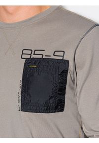 Ombre Clothing - Longsleeve męski z kieszonką - szary V2 L130 - XXL. Kolor: szary. Materiał: tkanina, bawełna, materiał. Długość rękawa: długi rękaw. Wzór: kropki