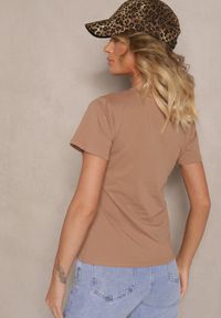 Renee - Brązowy Casualowy Bawełniany T-shirt Rivali. Okazja: na co dzień. Kolor: brązowy. Materiał: bawełna. Styl: casual #4