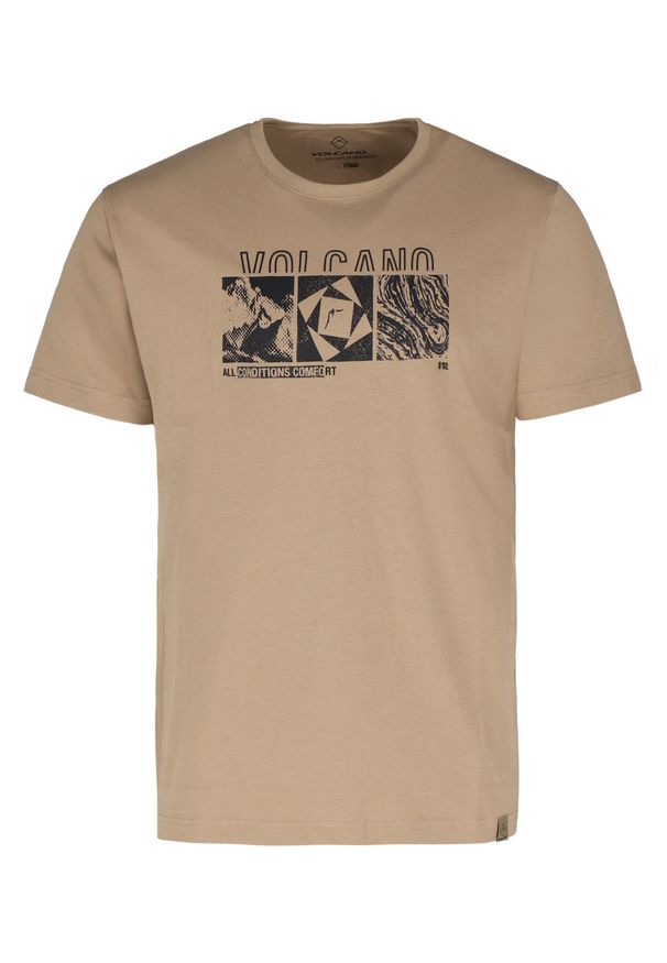 Volcano - T-shirt z outdoorowym nadrukiem, Comfort Fit, T-KELLY. Materiał: bawełna. Długość rękawa: krótki rękaw. Długość: krótkie. Wzór: nadruk