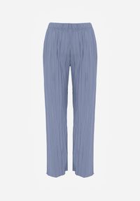 Born2be - Niebieskie Szerokie Spodnie z Wysokim Stanem ze Zwiewnej Tkaniny z Plisami Galiris. Okazja: do pracy, na co dzień, na spotkanie biznesowe. Stan: podwyższony. Kolor: niebieski. Materiał: tkanina. Długość: długie. Styl: elegancki, biznesowy, casual #3