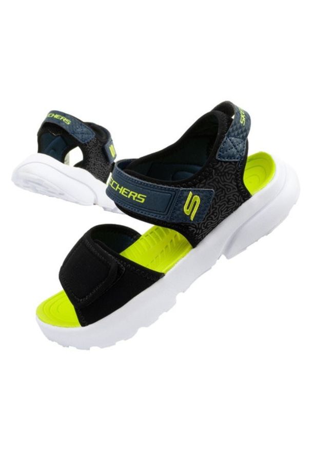 skechers - Sandały Skechers 406512L/BKLM czarne. Zapięcie: rzepy. Kolor: czarny. Materiał: materiał, syntetyk