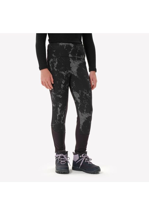 quechua - Legginsy turystyczne dla dzieci Quechua NH100 Warm. Kolor: czarny. Materiał: elastan. Sezon: zima. Styl: sportowy