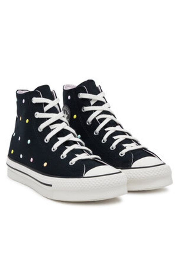 Converse Trampki Chuck Taylor All Star Lift Polka Dots Platform A12608C Czarny. Kolor: czarny. Materiał: materiał. Obcas: na platformie