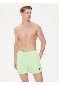 TOMMY HILFIGER - Tommy Hilfiger Szorty kąpielowe Crinkle UM0UM03147 Zielony Regular Fit. Kolor: zielony. Materiał: syntetyk #4