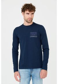 Aeronautica Militare - AERONAUTICA MILITARE Granatowy męski longsleeve bawełniany. Kolor: niebieski. Materiał: bawełna. Długość rękawa: długi rękaw
