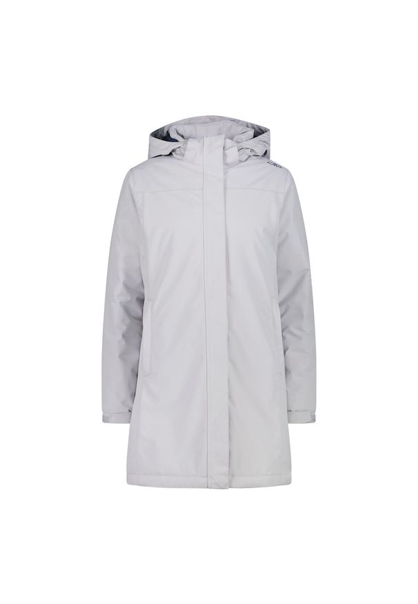 Kurtka puchowa damska z kapturem i zamkiem CMP. Typ kołnierza: kaptur. Kolor: biały. Materiał: puch. Sport: turystyka piesza