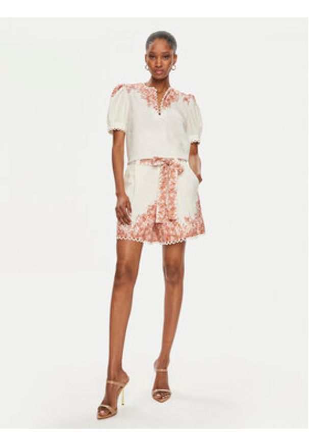 TwinSet - TWINSET Szorty materiałowe 241TT2403 Écru Loose Fit. Materiał: len