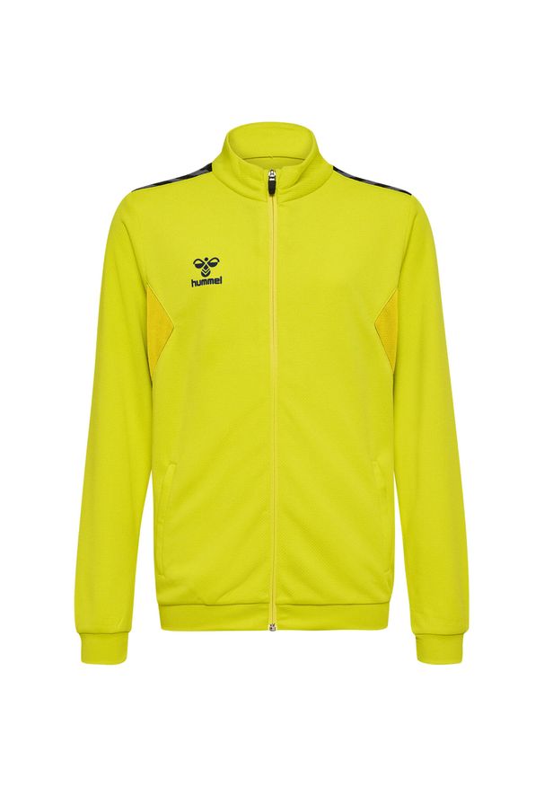 Dziecięca poliestrowa bluza dresowa zapinana na zamek Hummel Authentic. Kolor: żółty. Materiał: dresówka, poliester. Sport: joga i pilates