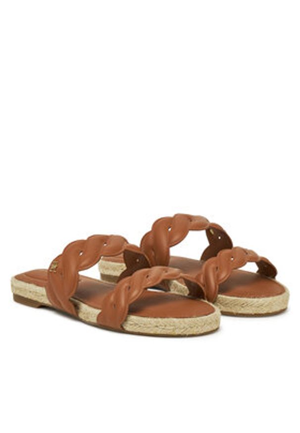 TOMMY HILFIGER - Tommy Hilfiger Espadryle Leather Rope Espadrille Mule FW0FW08503 Brązowy. Kolor: brązowy. Materiał: skóra