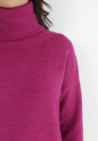 Born2be - Fuksjowa Sukienka Dzianinowa Classificator. Okazja: na co dzień. Typ kołnierza: golf. Kolor: różowy. Materiał: dzianina. Długość rękawa: długi rękaw. Sezon: zima, jesień. Typ sukienki: proste. Styl: casual #5