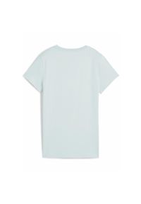 Puma - Damska koszulka ESS ELEVATED PUMA Peaceful Blue. Kolor: niebieski. Wzór: aplikacja, haft