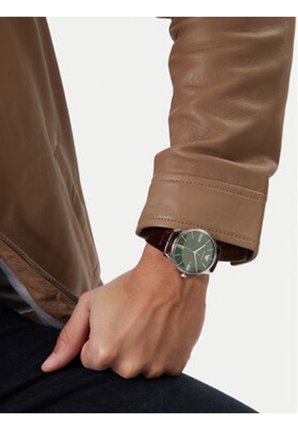 Emporio Armani Zegarek Minimalist AR11672 Brązowy. Kolor: brązowy. Materiał: skóra