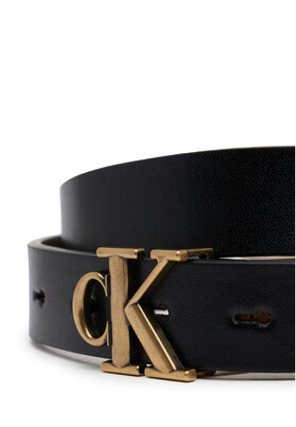 Calvin Klein Jeans Pasek Damski Monogram Placque Buckle 25Mm Rev LV04K7005G Czarny. Kolor: czarny. Materiał: skóra