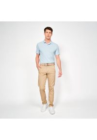 INESIS - Koszulka polo do golfa z krótkim rękawem męska Inesis MW100. Typ kołnierza: golf, polo. Materiał: bawełna. Długość rękawa: krótki rękaw. Długość: krótkie. Wzór: ze splotem. Styl: sportowy