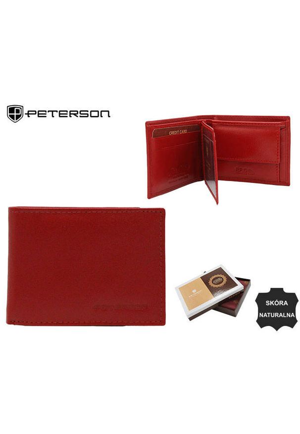 Portfel skórzany Peterson [DH] PTN RD-280-GCL czerwony. Kolor: czerwony. Materiał: skóra
