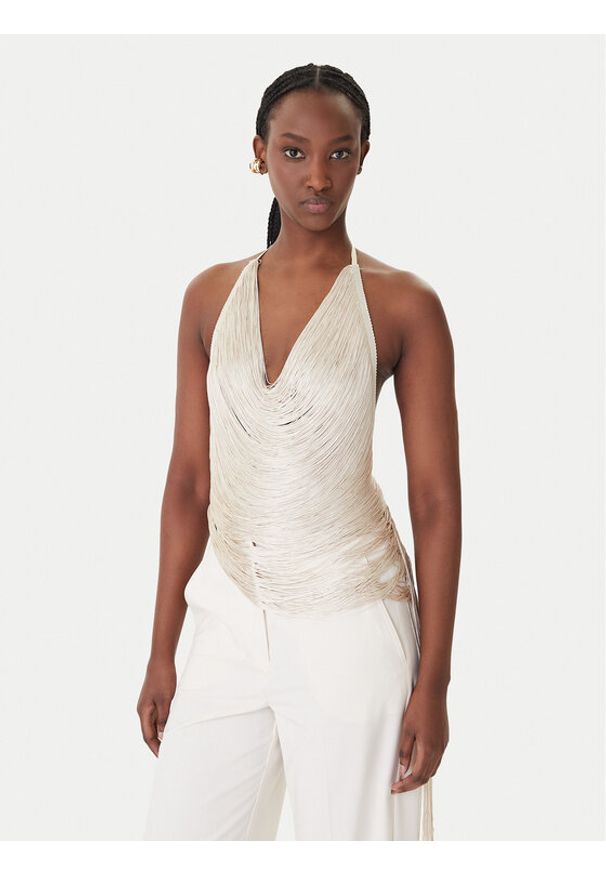 Patrizia Pepe Top 8F0113/J406-W409 Beżowy Regular Fit. Kolor: beżowy. Materiał: wiskoza