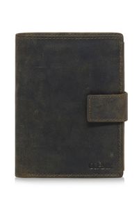 Ochnik - Khaki skórzany portfel męski. Kolor: zielony. Materiał: skóra #1