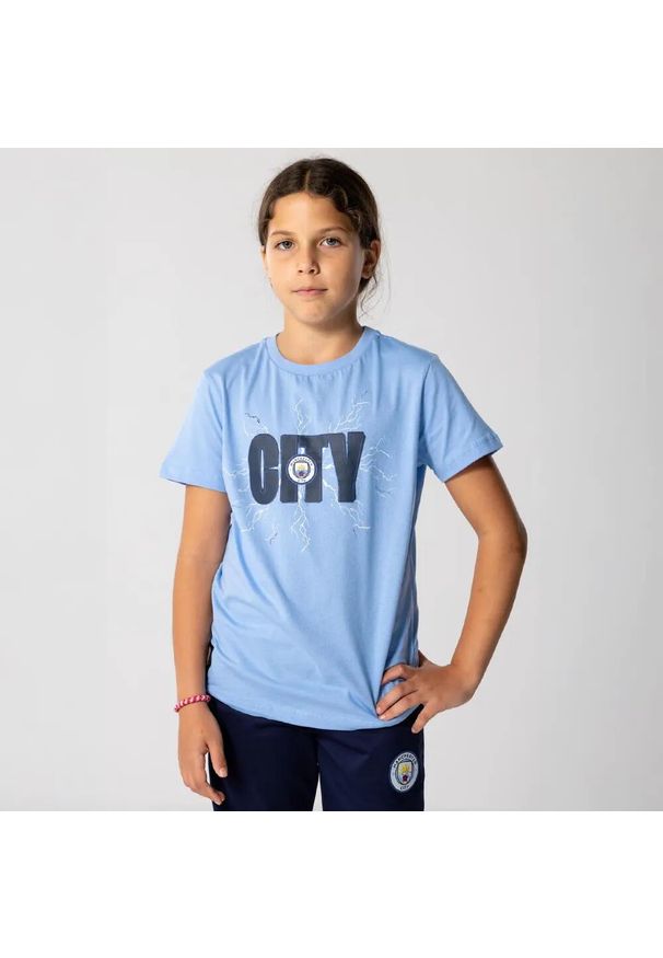 MANCHESTER CITY - Oficjalna koszulka dziecięca Man City - 14 lat. Kolor: niebieski. Sezon: lato. Sport: piłka nożna