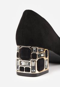 Born2be - Czarne Eleganckie Czółenka Vices na Ozdobnym Obcasie ze Skórzaną Wkładką Lorevine. Okazja: do pracy, na co dzień, na spotkanie biznesowe. Kolor: czarny. Materiał: skóra. Obcas: na obcasie. Styl: elegancki. Wysokość obcasa: średni #7