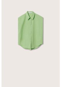 mango - Mango koszula bawełniana Matris damska kolor zielony regular z kołnierzykiem klasycznym. Okazja: na co dzień. Typ kołnierza: kołnierzyk klasyczny. Kolor: zielony. Materiał: bawełna. Wzór: gładki. Styl: klasyczny #8