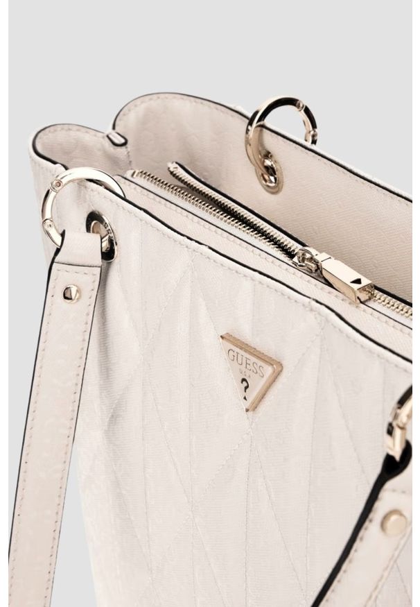 Guess - GUESS Biała damska torebka Aldina. Kolor: biały. Materiał: skórzane. Styl: elegancki