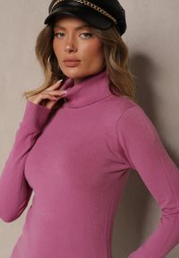 Renee - Różowy Casualowy Golf z Wiskozą i Modalem Lannetora. Okazja: na co dzień. Typ kołnierza: golf. Kolor: różowy. Materiał: wiskoza. Wzór: aplikacja, gładki. Styl: casual #5