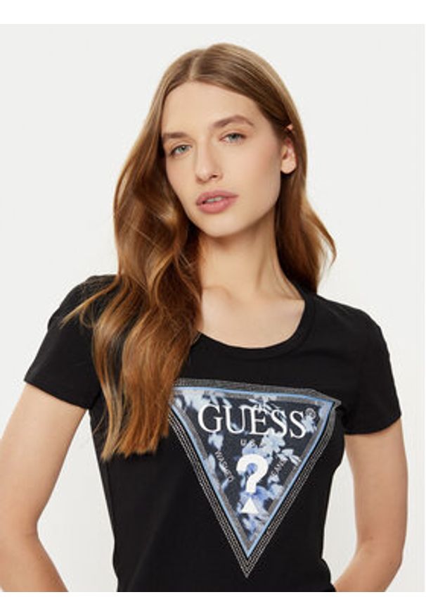 Guess T-Shirt W5RI00 J1314 Czarny Regular Fit. Kolor: czarny. Materiał: bawełna