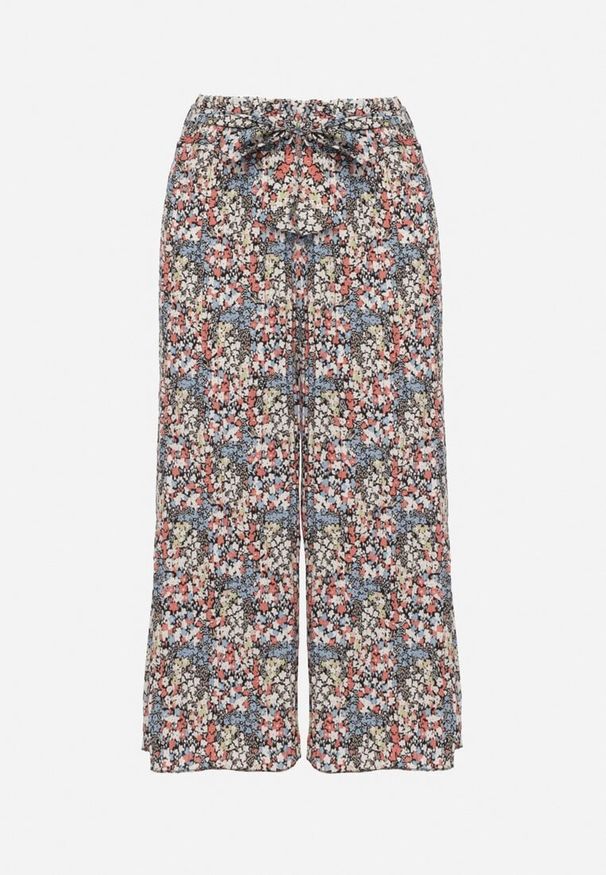 Born2be - Czarno-Różowe Szerokie Plisowane Spodnie z Bawełną i Gumką w Talii Wiązane Paskiem Closofia. Okazja: na spotkanie biznesowe, do pracy. Stan: podwyższony. Kolor: czarny. Materiał: bawełna. Styl: biznesowy, klasyczny