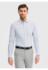 Pako Lorente - PAKO LORENTE – Niebieska bawełniana koszula męska. Kolor: zielony, niebieski. Materiał: bawełna. Długość rękawa: długi rękaw. Długość: długie. Wzór: gładki #7
