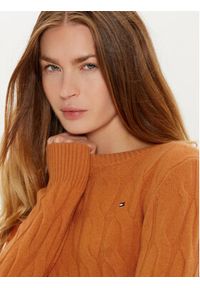 TOMMY HILFIGER - Tommy Hilfiger Sweter WW0WW43586 Pomarańczowy Regular Fit. Kolor: pomarańczowy. Materiał: wełna #4