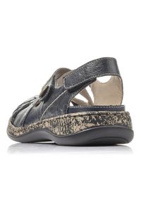 Skórzane komfortowe sandały damskie na rzep granatowe Rieker 46377-14 niebieskie. Zapięcie: rzepy. Kolor: niebieski. Materiał: skóra #11