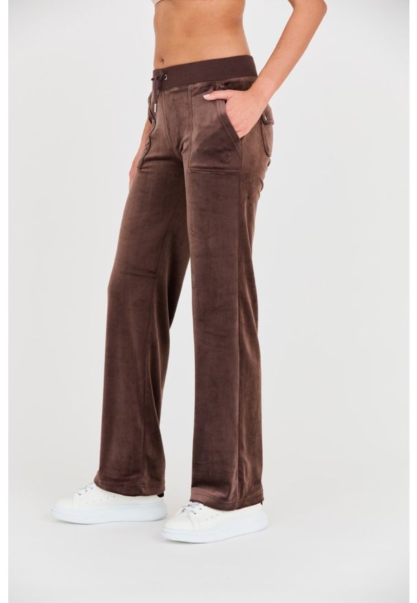 Juicy Couture - JUICY COUTURE Brązowe damskie spodnie Del Ray Pocket Pant, Rozmiar L. Kolor: brązowy