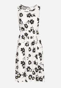 Born2be - Biała Sukienka w Kwiaty o Rozkloszowanym Kroju na Szerokich Ramiączkach Naivoriel. Okazja: na co dzień. Typ kołnierza: dekolt w serek. Kolor: biały. Materiał: zamsz. Długość rękawa: na ramiączkach. Wzór: kwiaty. Typ sukienki: rozkloszowane. Styl: casual, elegancki #6