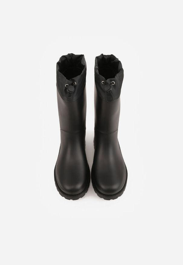 Renee - Czarne Kalosze ze Ściągaczami przy Cholewce Bastotus. Okazja: na co dzień. Kolor: czarny. Szerokość cholewki: normalna. Styl: casual