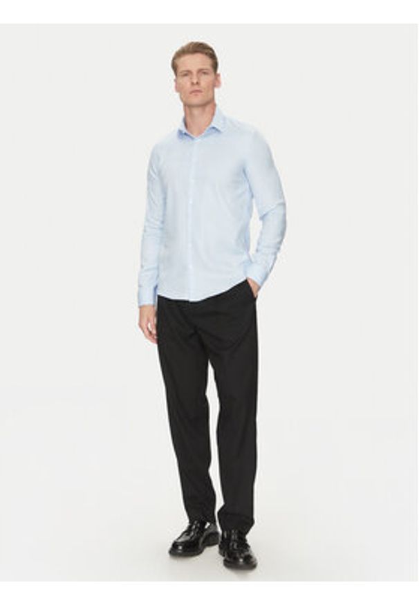 Calvin Klein Koszula K10K114316 Niebieski Slim Fit. Kolor: niebieski. Materiał: bawełna