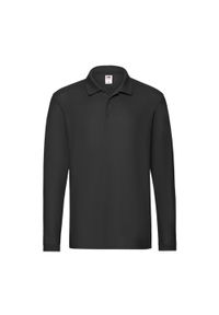 FRUIT OF THE LOOM - Męska Koszulka Polo Premium Z Długim Rękawem. Typ kołnierza: polo. Kolor: czarny. Długość rękawa: długi rękaw. Długość: długie