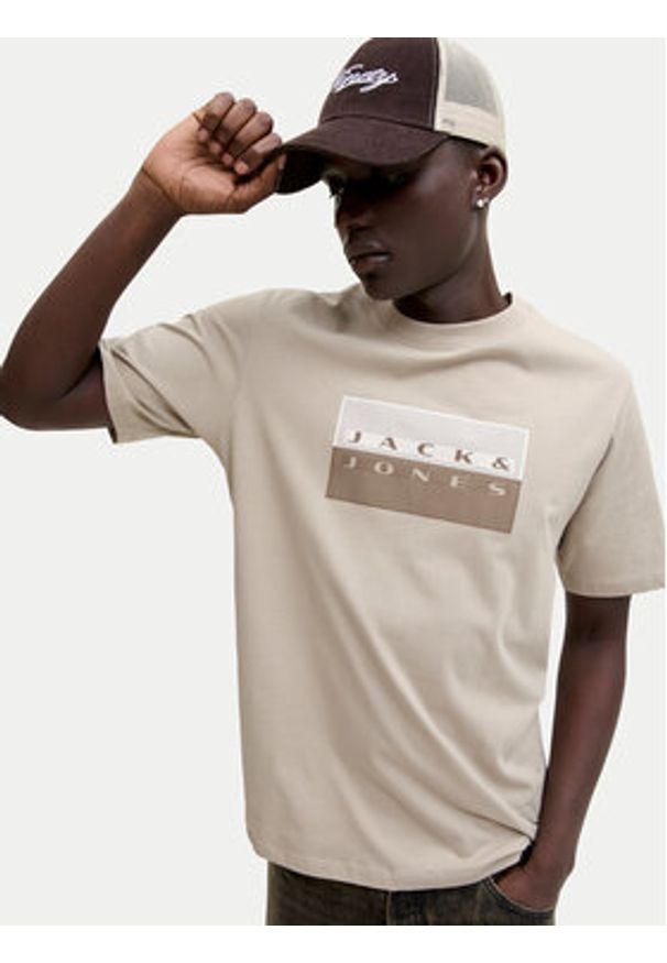 Jack & Jones T-Shirt Fusion 12289863 Szary Regular Fit. Kolor: szary. Materiał: bawełna