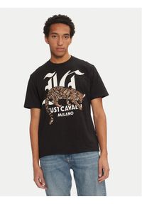 Just Cavalli T-Shirt 77OAHA02 Czarny Regular Fit. Kolor: czarny. Materiał: bawełna