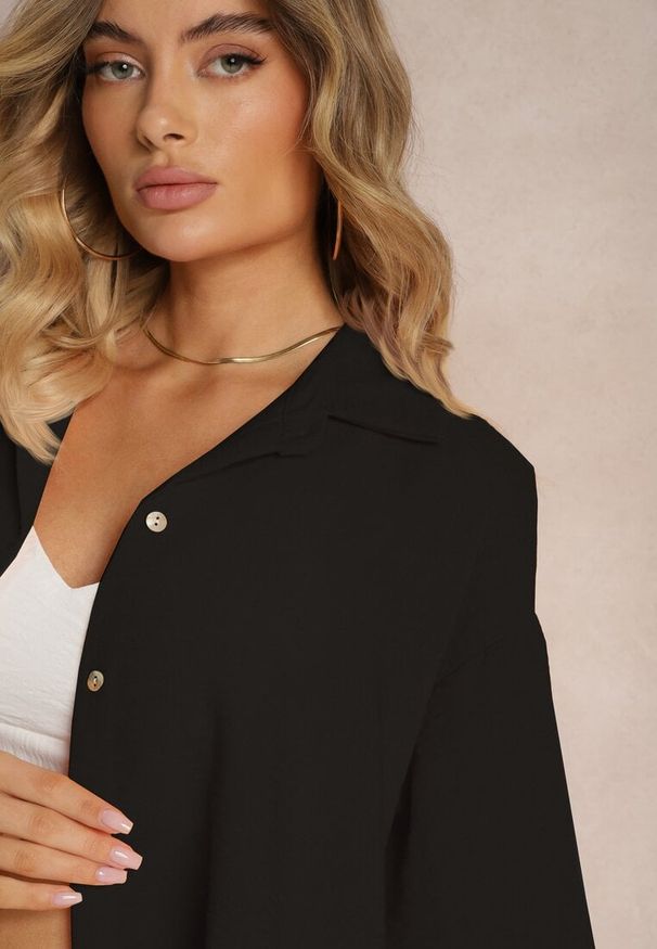 Renee - Czarny 2-Częściowy Komplet Koszula z Krótkim Rękawem Spodnie z Gumką w Pasie Vimacia. Kolor: czarny. Materiał: materiał