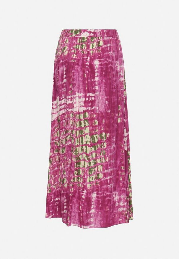 Born2be - Ciemnofioletowa Wiskoza Spódnica o Rozkloszowanym Kroju z Ozdobnymi Guzikami Riogina. Okazja: na co dzień. Kolor: fioletowy. Materiał: wiskoza. Styl: vintage, klasyczny, elegancki, casual