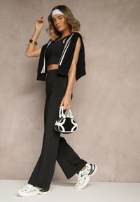 Renee - Czarne Legginsy High Waist z Szeroką Gumką w Pasie Idalania. Okazja: na co dzień. Stan: podwyższony. Kolor: czarny. Styl: casual, elegancki