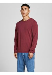 Jack & Jones Sweter Leo 12174001 Bordowy Regular Fit. Kolor: czerwony. Materiał: bawełna
