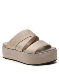 Calvin Klein Jeans Klapki Flatform Sandal Webbing In Mr YW0YW01361 Beżowy. Kolor: beżowy